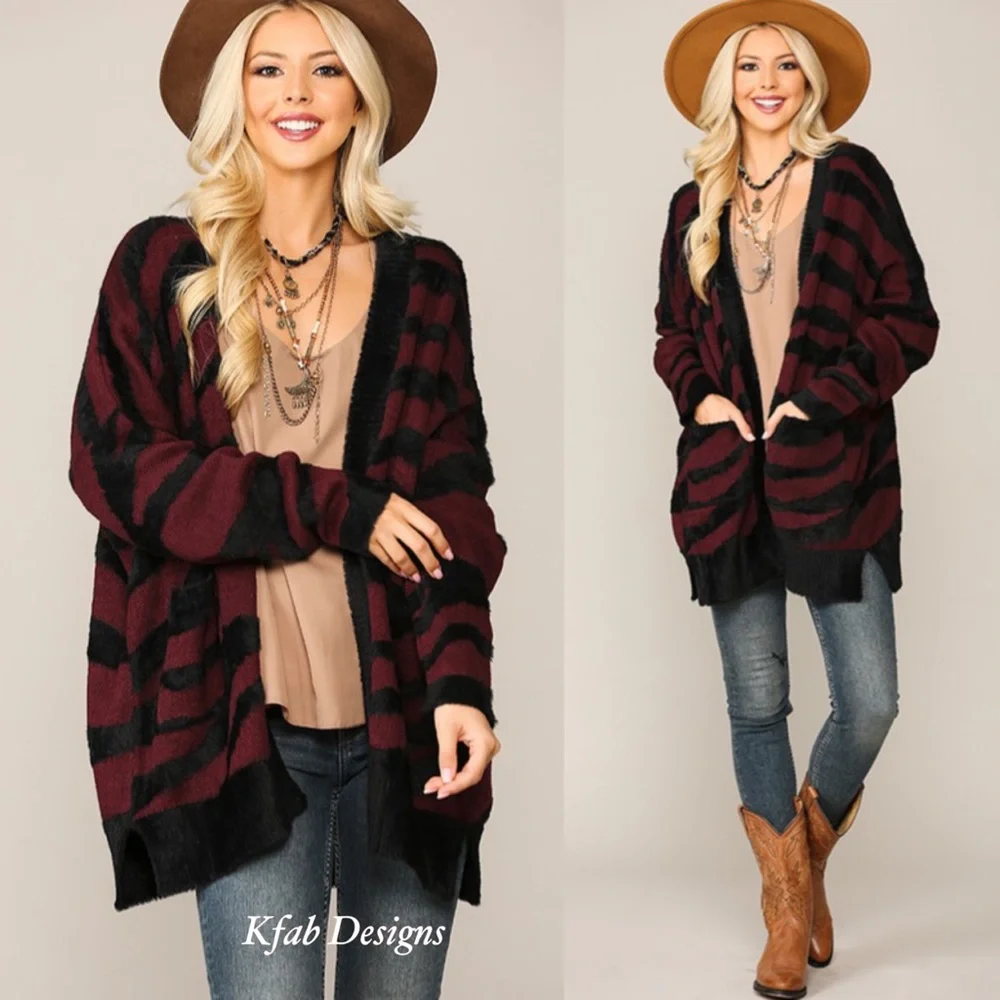 ❤️LAST 2! Super Soft Zebra Pattern Slouchy Cardigan w/Pockets! - Picture 2 of 8
